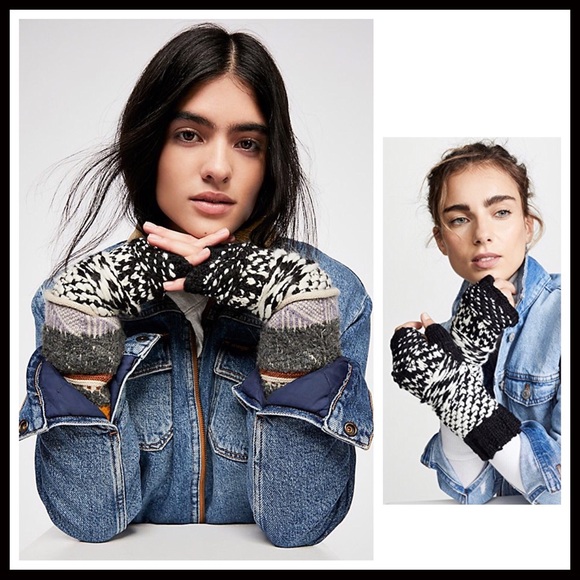 FREE PEOPLE BOHO CHUNKY KNIT FINGERLESS GLOVES A2C - Picture 6 of 8